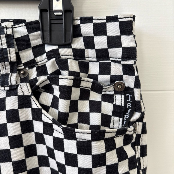 Tripp NYC Pants Jeans 32 Black White Checkered Straight Leg Daang Goodman - Picture 6 of 15